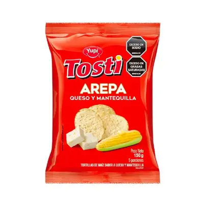 Tosti arepa queso y mantequilla Yupi